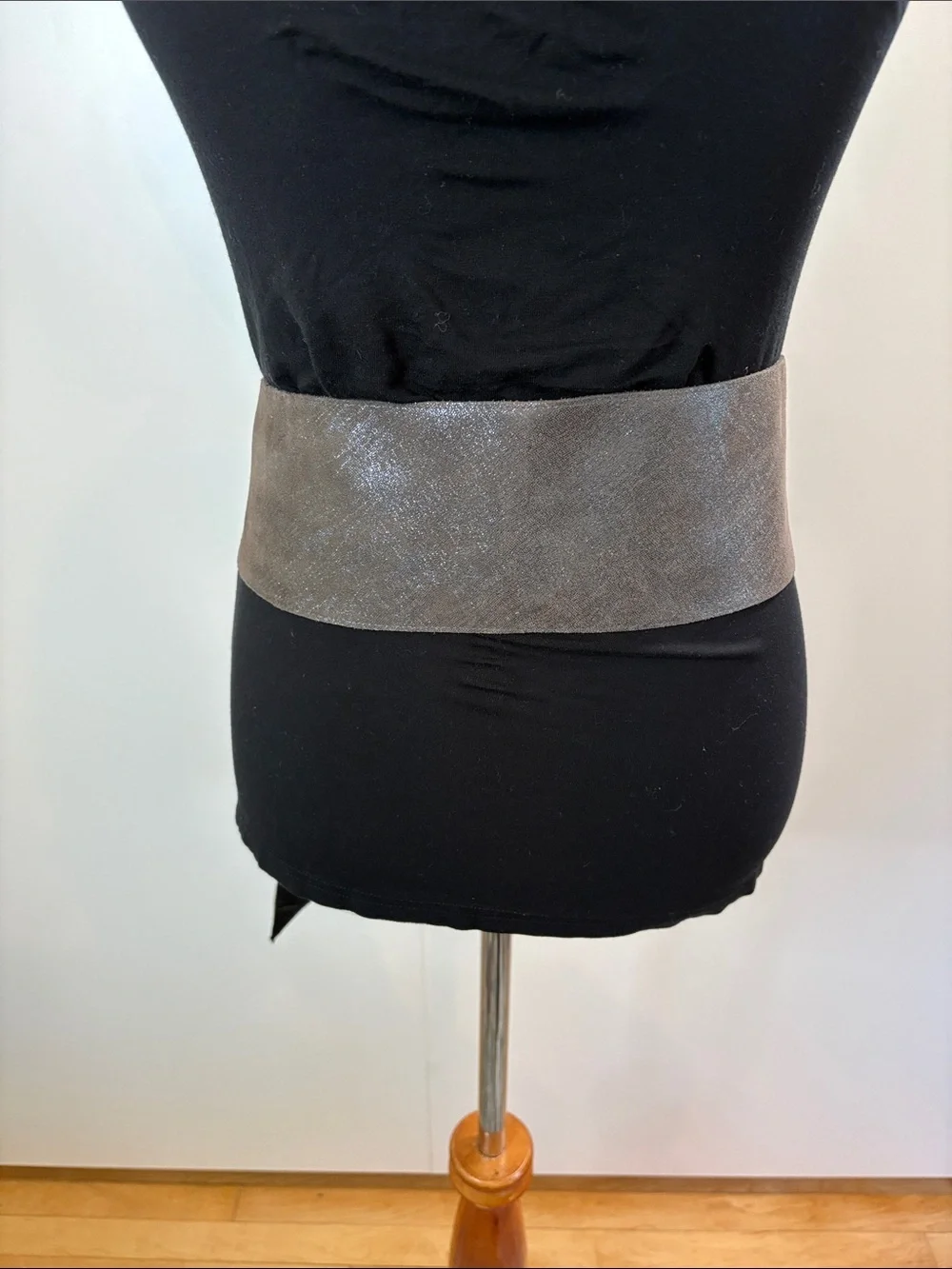 Shimmery Taupe Obi Belt with Knot Tie